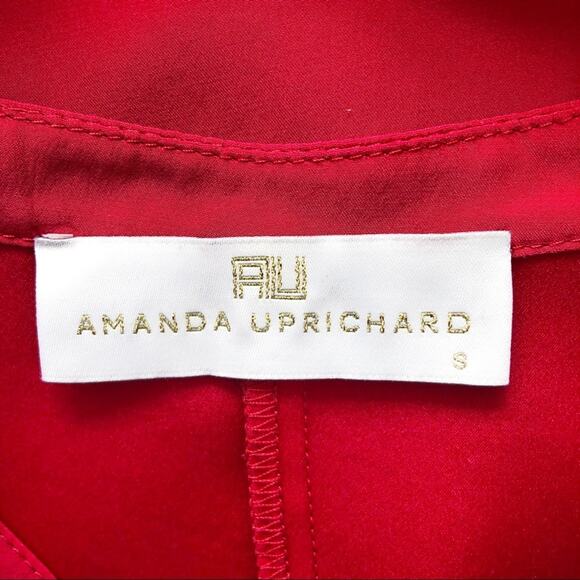 AMANDA UPRICHARD 100% Silk Charmeuse Flowy Red V-Neck Swing Dress Size S - Picture 6 of 9